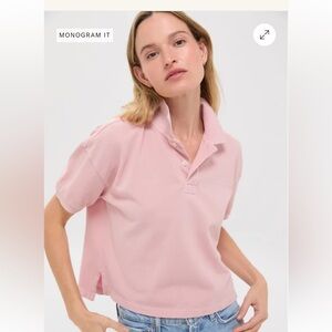 Tuckernuck Pique Holmes Boyfriend Polo Shirt Powder Pink size Medium NWT